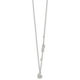 Sterling Silver Polished Beaded White CZ Infinity and Heart 16 inch with 2 inch Extension Necklace